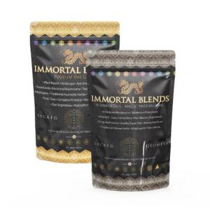 Two products - Infinite Energy Pack including a 222g pack of Food of the Gods, and a 222g of 8 Immortals - Magic Mushrooms
