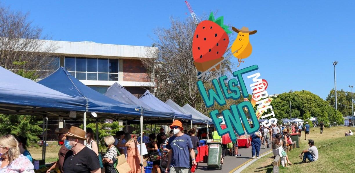 People walking around at the west end markets, brisbane